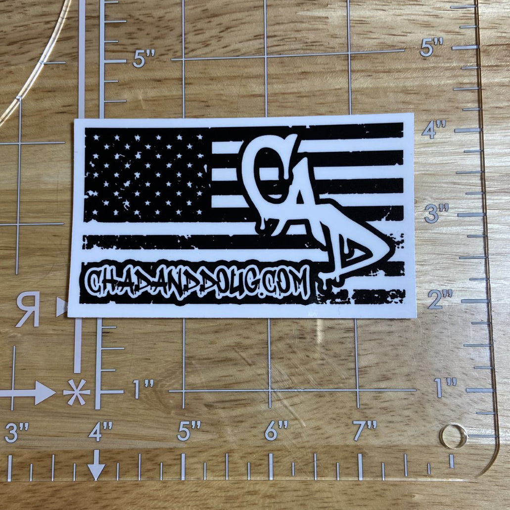 CAD b/w American flag logo sticker large
