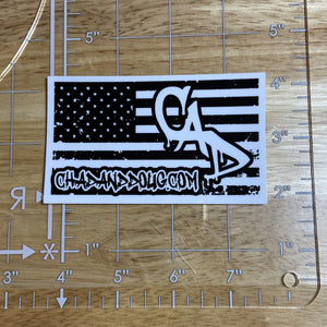 CAD b/w American flag logo sticker large