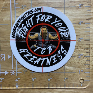 Courage Athletics Fight for Your Greatness with Squatter large round sticker